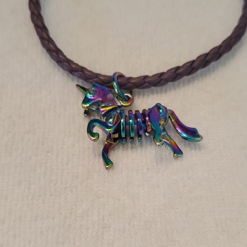 Coach Rainbow Unicorn Braided Leather Friendship Bracelet - Picture 2 of 5